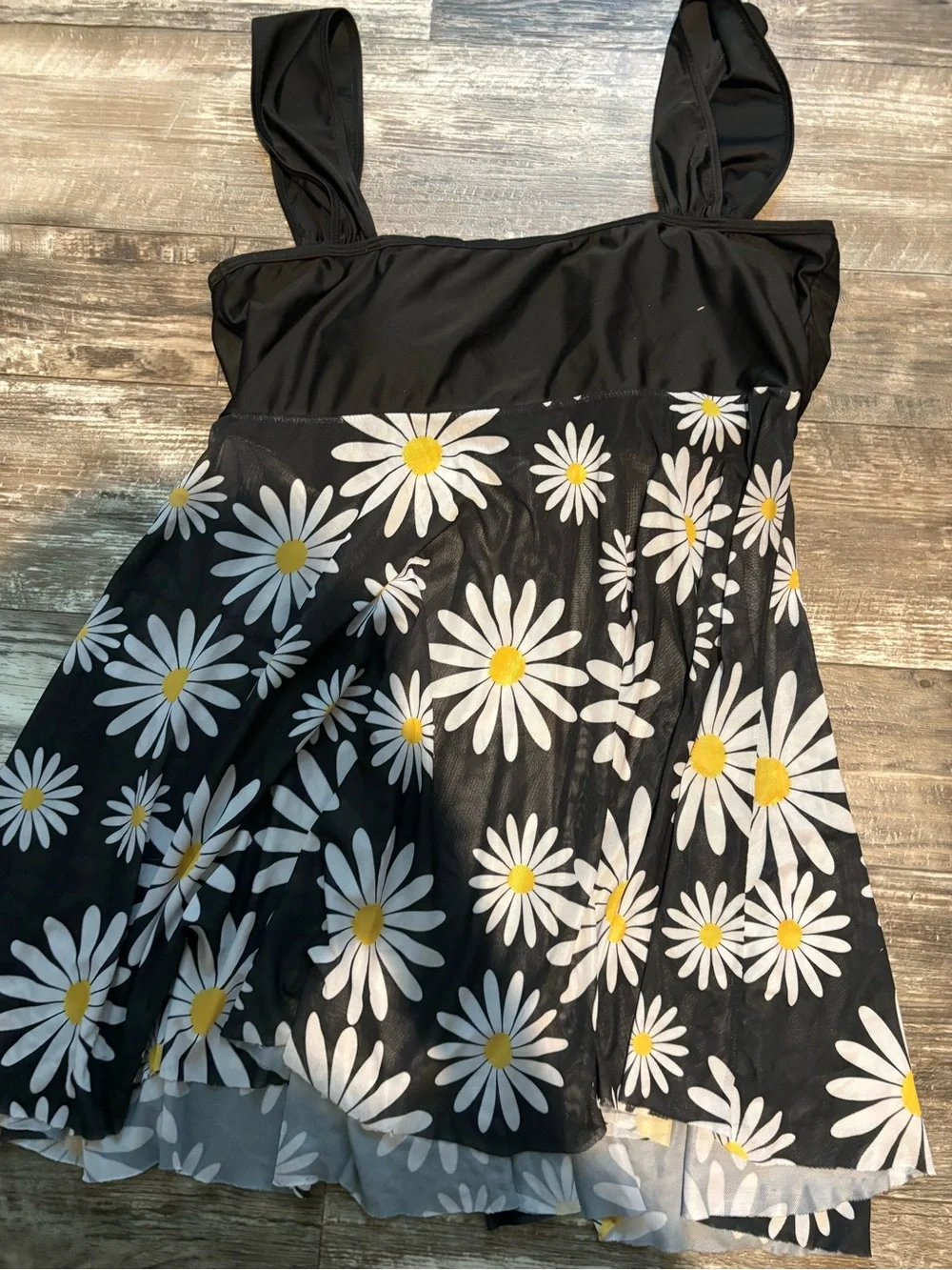 NWOT Black Daisy Swim Dress Women’s Size 3XL